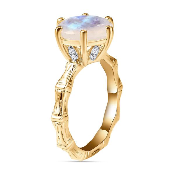 Premium Regenbogen Mondstein und Zirkon-Ring - 3,29 ct. image number 5