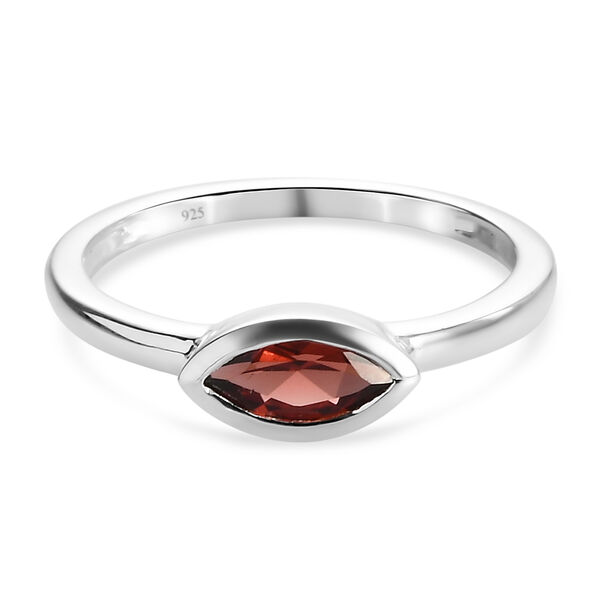 Roter Granat Solit&auml;r-Ring, 925 Silber  ca. 0,47 ct