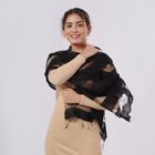 Modal-Seide-Schal, Streifendesign, 175x60 cm, Schwarz