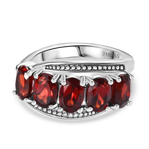 Roter Granat Ring Edelstahl (Größe 16.00) ca. 3,23 ct image number 0