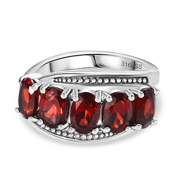 Roter Granat Ring Edelstahl (Gr&ouml;&szlig;e 16.00) ca. 3,23 ct