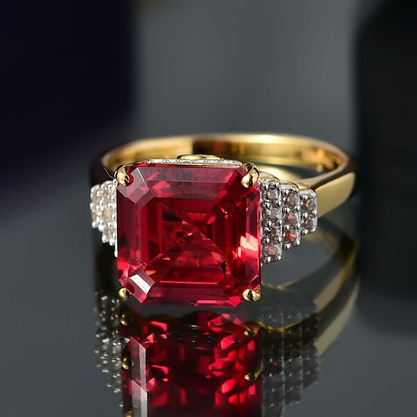 D'joy Lab Grown Padparadscha-Saphir , Blauer Saphir Ring 925 Silber 750 Gelbgold Vermeil (Gr&ouml;&szlig;e 20.00) ca. 7.18 ct image number 2