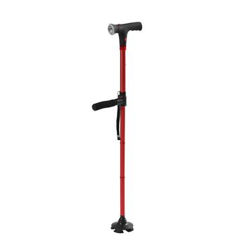 Klappbarer Smart-Walking-Stick mit drehbarem LED-Frontlicht und SOS-Alarm, Rot