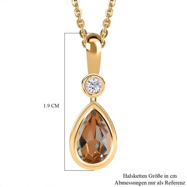 AAA Turkizit und weißer Zirkon-Anhänger mit Kette, 50 cm - 0,87 ct. image number 7