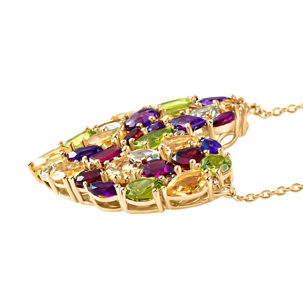 GP - Nat&uuml;rlicher Rhodolith Granat Halskette ca. 45 cm 925 Silber 750 Gelbgold Vermeil ca. 16,56 ct. image number 4