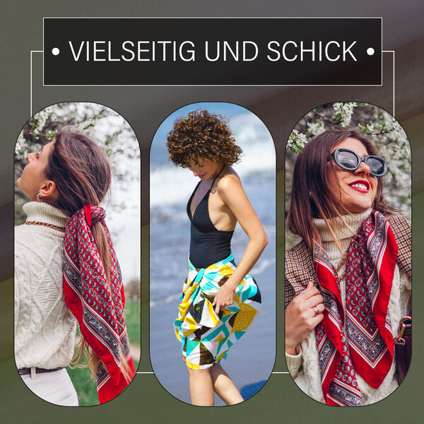 LA MAREY - 100% Maulbeeren-Seidenschal, Chiffon, 110x180cm, Mehrfarbig image number 5