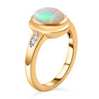 Natürlicher, äthiopischer Opal und weißer Zirkon-Ring, 925 Silber vergoldet  ca. 1,29 ct image number 3