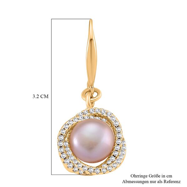 Lila Süßwasser Perle, Weißer Zirkonia Ohrringe Nickelfreies Messing Standard 9.00 ct image number 4