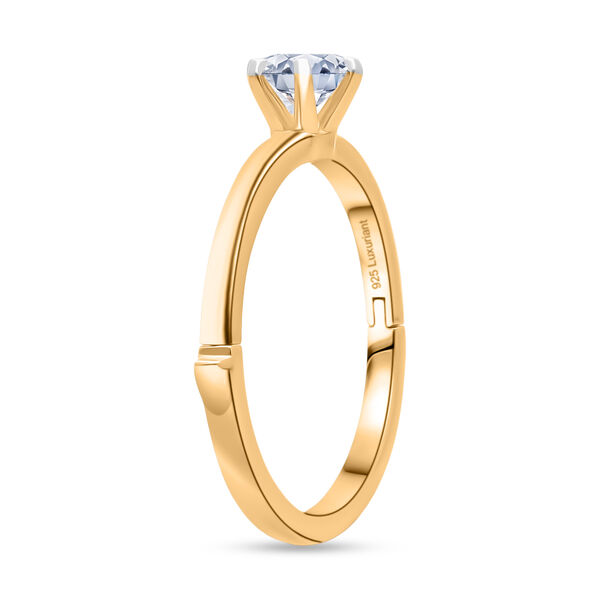 LUXURIANT SGL zertifizierter SI-GH Labor Rund-Diamant Ring, 925 Silber 750 Gelbgold Vermeil - 1 ct. image number 4