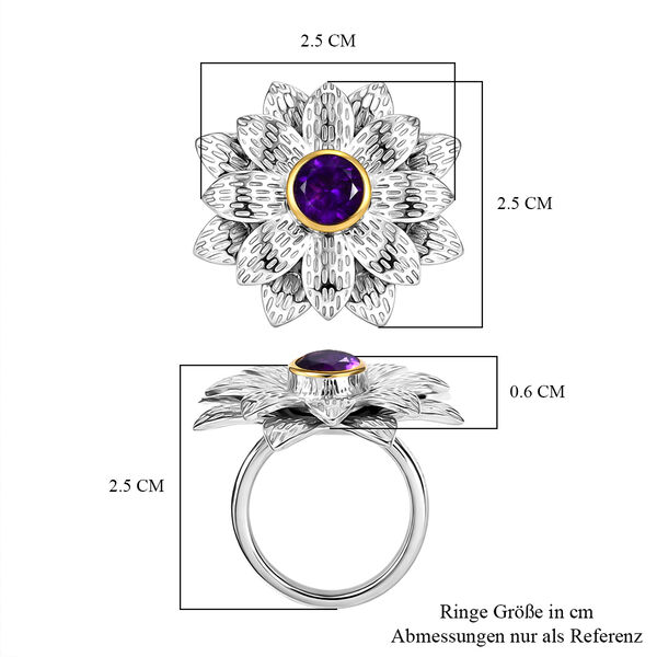 EVER TRUE Afrikanischer Amethyst Ring Nickelfreies Messing platiniert und vergoldet (Gr&ouml;&szlig;e 16.00) ca. 0,77 ct image number 6