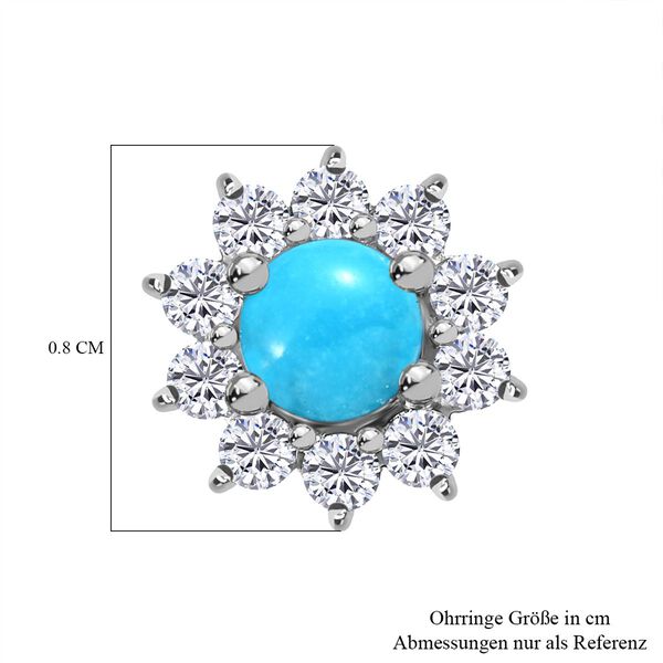Amerikanische, nat&uuml;rliche Sleeping Beauty T&uuml;rkis und Zirkon Ohrstecker - 1,17 ct. image number 7