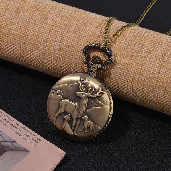 STRADA Rehmuster Antikbronze-Taschenuhr - mit japanischem PC21S-Uhrwerk und wasserresistenter 78 cm ca. 47,00g image number 2