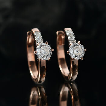 D&rsquo;Joy Moissanit Ohrringe, 925 Silber 750 ros&eacute;vergoldet - 1,12 ct.