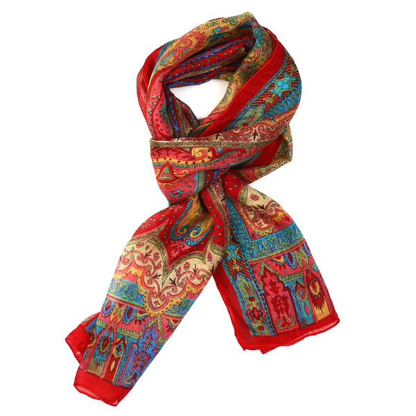 100% Satin-Seidenschal, 50x160 cm, rot image number 4