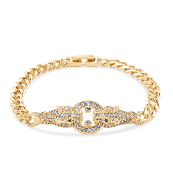 Weißes Zirkonia und grünes Nanokristall 18,5cm Armband in Goldton image number 0