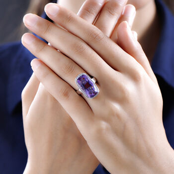 Rosa Amethyst und Zirkon Ring - 12,06 ct.