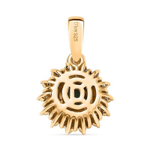 Regal Halo - D joy Kagem Sambischer Smaragd, Brauner Zirkon Anhänger 925 Silber 750 Gelb Vergoldet ca. 0,70 ct. image number 5