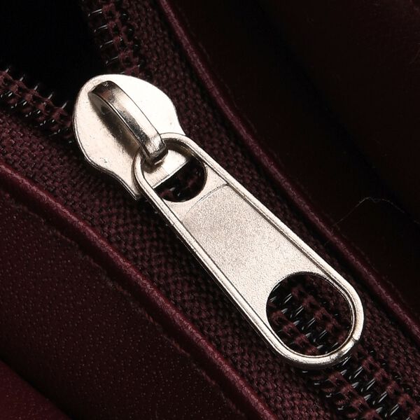 Umhängetasche aus Leder, Patchwork-Design, 31×11×27cm, Burgund image number 7