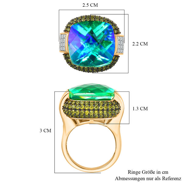 D'Joy Pfau Triplett Quarz, gr&uuml;ner und wei&szlig;er Zirkonia Ring image number 6