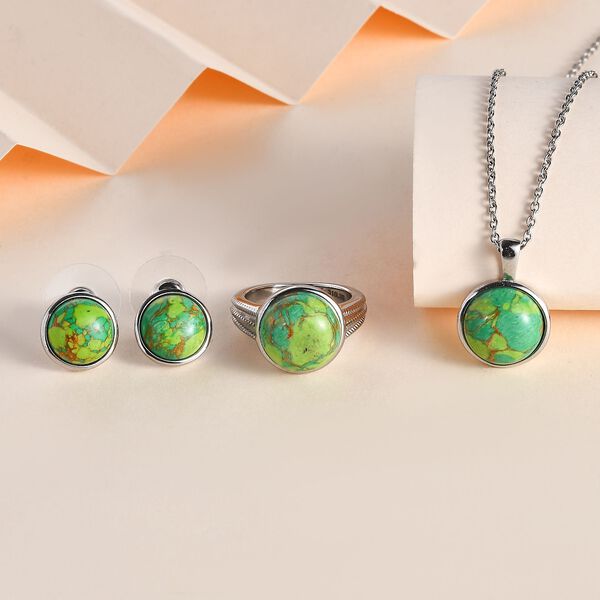 3er-Set gr&uuml;nes T&uuml;rkis Schmuckset - 20,50 ct. image number 2