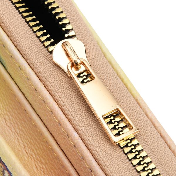 PU Handytasche mit RFID-Schutz, 20x11x2cm, Beige und gelb mit Gismonda-Muster image number 7