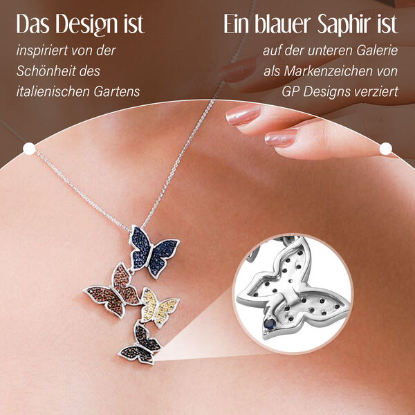 GP Italian Garden Kollektion - Mehrfarbiger Diamant und Kanchanburi blauer Saphir-Anhänger mit 50cm Kette - 0,50 ct. image number 3