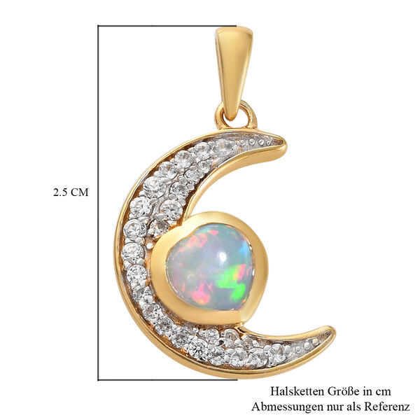 Nat&uuml;rlicher, &auml;thiopischer Opal und Zirkon-Mond-Anh&auml;nger in Silber image number 6