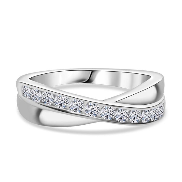 LUXURIANT SI-GH Labor Diamant Ring, 925 Silber platiniert - 0,50 ct.
