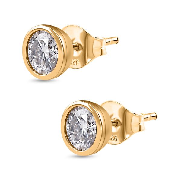 Moissanit Ohrringe, 925 Silber 750 Gelbgold Vermeil - 0,88 ct. image number 4