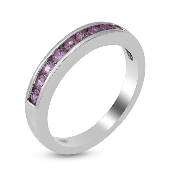 Rosa Saphir Half Eternity Band Ring 925 Silber Platin-Überzug image number 3