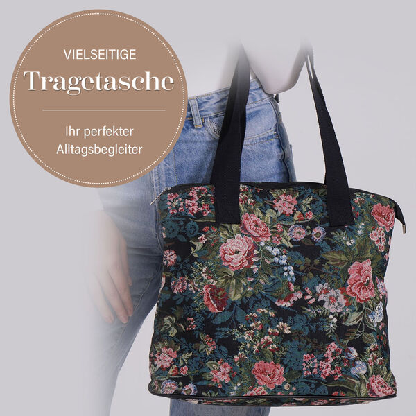 Blumen-Tragetasche aus weichem Polyester mit Rei&szlig;verschluss,  38x13x33 cm image number 2