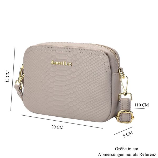 Sencillez Crossbody Tasche mit Schlangenhaut-Druck, Grau image number 7