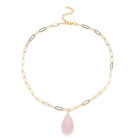 Rosenquarz Halskette 50 cm Messing ca. 42.00 ct