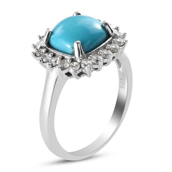 Nat&uuml;rlicher Sleeping Beauty T&uuml;rkis Halo-Ring 925 Silber Platin-&Uuml;berzug image number 4