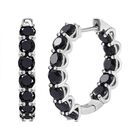 Schwarze Turmalin Creolen, 925 Silber platiniert ca. 7,22 ct