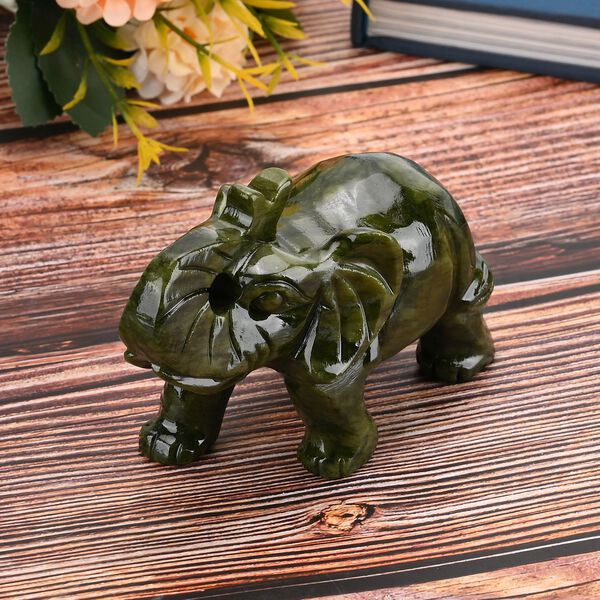 Handgefertigte Elefantenfigur aus Serpentin, 12x5x8cm image number 2