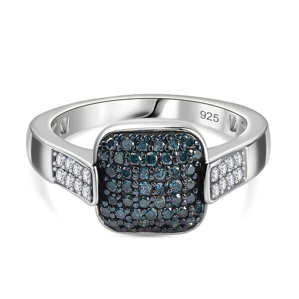 Wei&szlig;er und blauer Diamant-Ring - 0,48 ct.