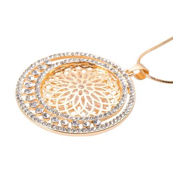 Wei&szlig;er Kristall Mandala-Anh&auml;nger mit Kette, goldfarben