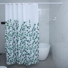 Duschvorhang mit 12 Haken und grünem Blattmuster, 180x180 cm, Grün und Weiß image number 1