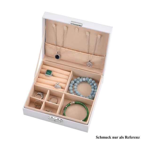 Schmuck Aufbewahrungsbox mit Haken, abschlie&szlig;bar mit Schl&uuml;ssel, 6 F&auml;cher, 19x17x6,8cm, Wei&szlig; image number 6