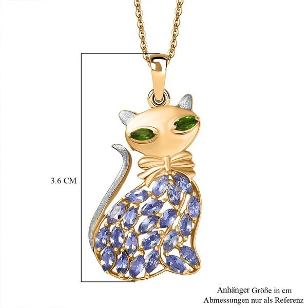 D'Joy Tansanit und natürlicher Chromdiopsid zweifarbiger Anhänger mit 50cm Kette - 2,18 ct. image number 6