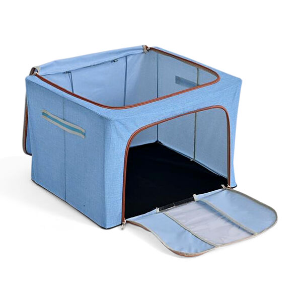 Faltbare Aufbewahrungsbox aus Stoff, 66 Liter offen, Gr&ouml;&szlig;e 50x40x33cm gefaltet, Hellblau image number 4
