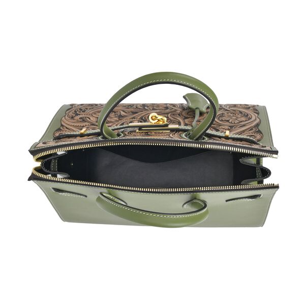 Grand Pelle  - Designer-inspirierte Echtleder Handtasche, hellgrün image number 10