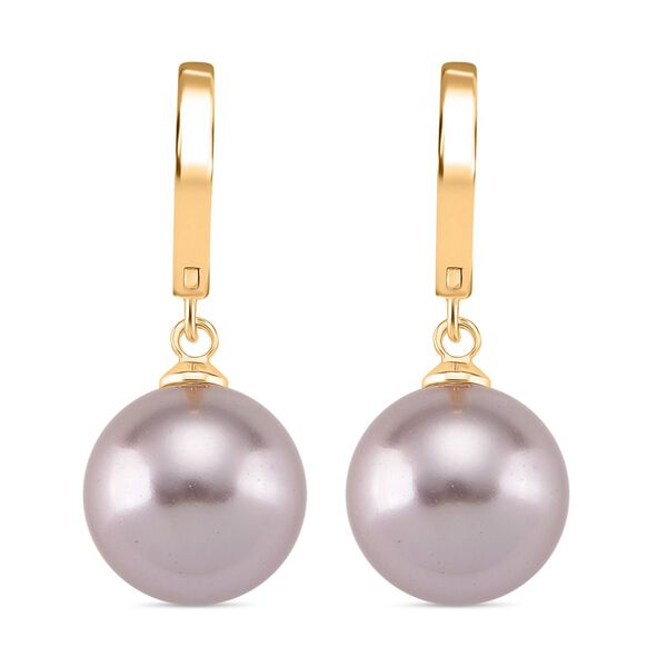 Lila Muschelkernperle und Zirkonia Ohrringe image number 5