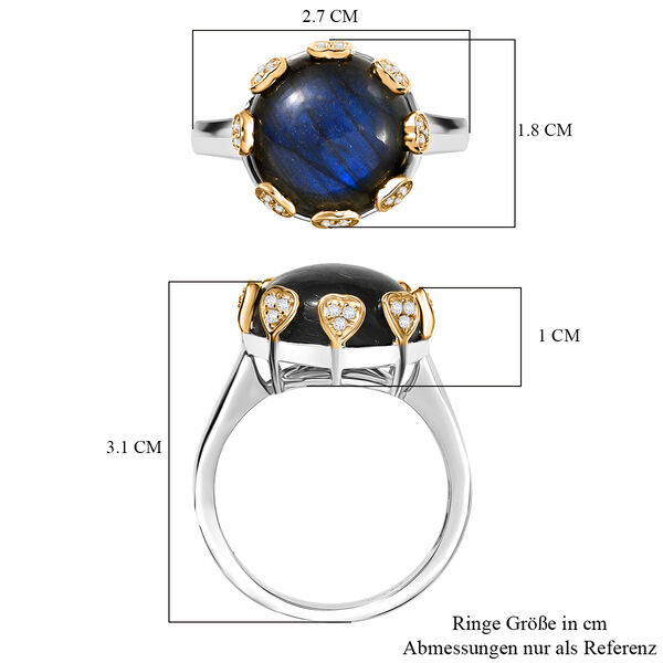 D’Joy AAA Labradorit und Zirkon zweifarbiger Ring - 12,96 ct. image number 7