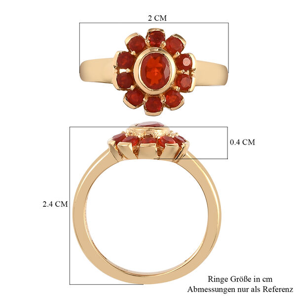 Mexikanischer Kirschfeuer-Opal Ring 925 Silber vergoldet  ca. 0,67 ct image number 7