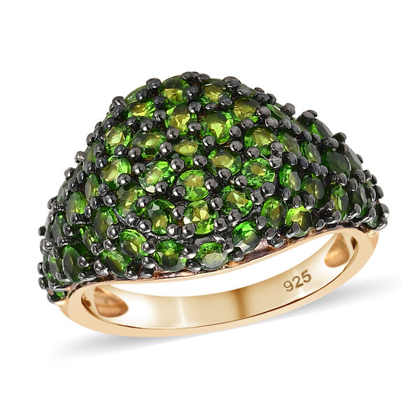 Natürlicher Chromdiopsid Cluster Ring 925 Silber vergoldet image number 5