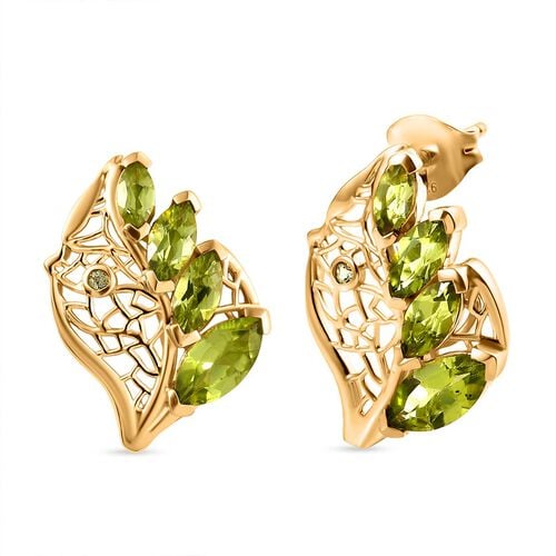D'joy Natürlicher Peridot Ohrringe 925 Silber Gelbes Gold ca. 2.55 ct image number 0