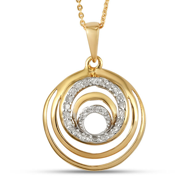 Diamant-Anh&auml;nger mit Silberkette, 50 cm, 925 Silber Gelbgold Vermeil ca. 0,33 ct