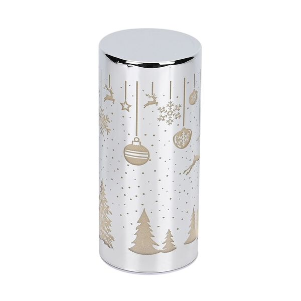 LED-Deko-Zylinder aus Glas mit Weihnachts-Motiven, Silber image number 7